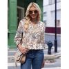 Zeagoo 3/4 Length Sleeve Womens Tops 2025 Floral Womens Blouses V Neck TunicTops with Smocked Cuffs(Print-1)