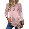 Zeagoo 3/4 Length Sleeve Womens Tops 2025 Floral Womens Blouses V Neck TunicTops with Smocked Cuffs(Print-190)