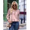 Zeagoo 3/4 Length Sleeve Womens Tops 2025 Floral Womens Blouses V Neck TunicTops with Smocked Cuffs(Print-190)