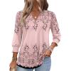 Zeagoo 3/4 Length Sleeve Womens Tops 2025 Floral Womens Blouses V Neck TunicTops with Smocked Cuffs(Print-190)