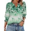 Zeagoo 3/4 Length Sleeve Womens Tops 2025 Floral Womens Blouses V Neck TunicTops with Smocked Cuffs(Print-195)