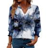 Zeagoo 3/4 Length Sleeve Womens Tops 2025 Floral Womens Blouses V Neck TunicTops with Smocked Cuffs(Print-297)