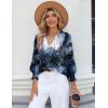 Zeagoo 3/4 Length Sleeve Womens Tops 2025 Floral Womens Blouses V Neck TunicTops with Smocked Cuffs(Print-297)