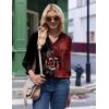 Zeagoo 3/4 Length Sleeve Womens Tops 2025 Floral Womens Blouses V Neck TunicTops with Smocked Cuffs(Print-309)