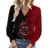Zeagoo 3/4 Length Sleeve Womens Tops 2025 Floral Womens Blouses V Neck TunicTops with Smocked Cuffs(Print-309)