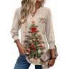 Zeagoo 3/4 Length Sleeve Womens Tops 2025 Floral Womens Blouses V Neck TunicTops with Smocked Cuffs(Print-505)