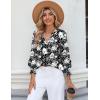 Zeagoo 3/4 Length Sleeve Womens Tops 2025 Floral Womens Blouses V Neck TunicTops with Smocked Cuffs(Print-506)