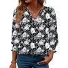 Zeagoo 3/4 Length Sleeve Womens Tops 2025 Floral Womens Blouses V Neck TunicTops with Smocked Cuffs(Print-506)