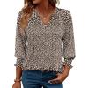 Zeagoo 3/4 Length Sleeve Womens Tops 2025 Floral Womens Blouses V Neck TunicTops with Smocked Cuffs(Print-517)