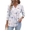 Zeagoo 3/4 Length Sleeve Womens Tops 2025 Floral Womens Blouses V Neck TunicTops with Smocked Cuffs(Print-bf290)