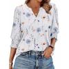 Zeagoo 3/4 Length Sleeve Womens Tops 2025 Floral Womens Blouses V Neck TunicTops with Smocked Cuffs(Print-bf290)