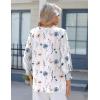 Zeagoo 3/4 Length Sleeve Womens Tops 2025 Floral Womens Blouses V Neck TunicTops with Smocked Cuffs(Print-bf290)