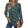 Zeagoo 3/4 Length Sleeve Womens Tops 2025 Floral Womens Blouses V Neck TunicTops with Smocked Cuffs(Print-bf320)