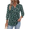Zeagoo 3/4 Length Sleeve Womens Tops 2025 Floral Womens Blouses V Neck TunicTops with Smocked Cuffs(Print-bf320)