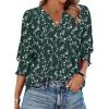 Zeagoo 3/4 Length Sleeve Womens Tops 2025 Floral Womens Blouses V Neck TunicTops with Smocked Cuffs(Print-bf320)