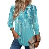 Zeagoo 3/4 Length Sleeve Womens Tops 2025 Floral Womens Blouses V Neck TunicTops with Smocked Cuffs(Print-fp18)