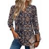 Zeagoo 3/4 Length Sleeve Womens Tops 2025 Floral Womens Blouses V Neck TunicTops with Smocked Cuffs(Print-mz869)
