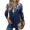Zeagoo 3/4 Length Sleeve Womens Tops 2025 Floral Womens Blouses V Neck TunicTops with Smocked Cuffs(Print-sf103)