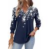 Zeagoo 3/4 Length Sleeve Womens Tops 2025 Floral Womens Blouses V Neck TunicTops with Smocked Cuffs(Print-sf103)