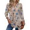 Zeagoo 3/4 Length Sleeve Womens Tops 2025 Floral Womens Blouses V Neck TunicTops with Smocked Cuffs(Print-sf170)