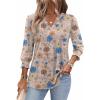 Zeagoo 3/4 Length Sleeve Womens Tops 2025 Floral Womens Blouses V Neck TunicTops with Smocked Cuffs(Print-sf170)