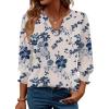 Zeagoo 3/4 Length Sleeve Womens Tops 2025 Floral Womens Blouses V Neck TunicTops with Smocked Cuffs(Print-sf198)