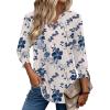Zeagoo 3/4 Length Sleeve Womens Tops 2025 Floral Womens Blouses V Neck TunicTops with Smocked Cuffs(Print-sf198)