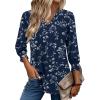 Zeagoo 3/4 Length Sleeve Womens Tops 2025 Floral Womens Blouses V Neck TunicTops with Smocked Cuffs(Print-sf218)