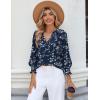 Zeagoo 3/4 Length Sleeve Womens Tops 2025 Floral Womens Blouses V Neck TunicTops with Smocked Cuffs(Print-sf218)