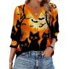 Zeagoo 3/4 Length Sleeve Womens Tops 2025 Floral Womens Blouses V Neck TunicTops with Smocked Cuffs(Print-ws88)