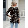 Zeagoo 3/4 Length Sleeve Womens Tops Casual V Neck Shirts Soft Basic Tees Business Work Blouses(Black Leopard)