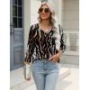 Zeagoo 3/4 Length Sleeve Womens Tops Casual V Neck Shirts Soft Basic Tees Business Work Blouses(Black Leopard)