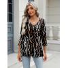 Zeagoo 3/4 Length Sleeve Womens Tops Casual V Neck Shirts Soft Basic Tees Business Work Blouses(Black Leopard)