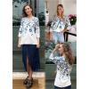 Zeagoo 3/4 Length Sleeve Womens Tops Casual V Neck Shirts Soft Basic Tees Business Work Blouses(Blue Leaves-wf41)