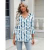 Zeagoo 3/4 Length Sleeve Womens Tops Casual V Neck Shirts Soft Basic Tees Business Work Blouses(Blue White Stripe)
