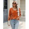 Zeagoo 3/4 Length Sleeve Womens Tops Casual V Neck Shirts Soft Basic Tees Business Work Blouses(Caremel Print)