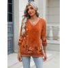 Zeagoo 3/4 Length Sleeve Womens Tops Casual V Neck Shirts Soft Basic Tees Business Work Blouses(Caremel Print)