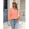 Zeagoo 3/4 Length Sleeve Womens Tops Casual V Neck Shirts Soft Basic Tees Business Work Blouses(Coral Polka Dot)