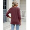 Zeagoo 3/4 Length Sleeve Womens Tops Casual V Neck Shirts Soft Basic Tees Business Work Blouses(Dark Red)