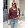 Zeagoo 3/4 Length Sleeve Womens Tops Casual V Neck Shirts Soft Basic Tees Business Work Blouses(Dark Red)