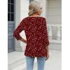 Zeagoo 3/4 Length Sleeve Womens Tops Casual V Neck Shirts Soft Basic Tees Business Work Blouses(Floral Red)