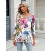 Zeagoo 3/4 Length Sleeve Womens Tops Casual V Neck Shirts Soft Basic Tees Business Work Blouses(Flower-wf50)