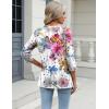 Zeagoo 3/4 Length Sleeve Womens Tops Casual V Neck Shirts Soft Basic Tees Business Work Blouses(Flower-wf50)