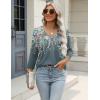 Zeagoo 3/4 Length Sleeve Womens Tops Casual V Neck Shirts Soft Basic Tees Business Work Blouses(Grey Floral)