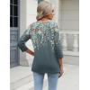 Zeagoo 3/4 Length Sleeve Womens Tops Casual V Neck Shirts Soft Basic Tees Business Work Blouses(Grey Floral)