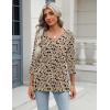 Zeagoo 3/4 Length Sleeve Womens Tops Casual V Neck Shirts Soft Basic Tees Business Work Blouses(Khaki Floral)