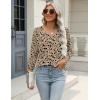 Zeagoo 3/4 Length Sleeve Womens Tops Casual V Neck Shirts Soft Basic Tees Business Work Blouses(Khaki Floral)