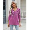 Zeagoo 3/4 Length Sleeve Womens Tops Casual V Neck Shirts Soft Basic Tees Business Work Blouses(Light Magenta)