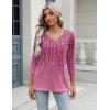 Zeagoo 3/4 Length Sleeve Womens Tops Casual V Neck Shirts Soft Basic Tees Business Work Blouses(Pink-xh370)