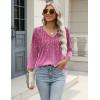 Zeagoo 3/4 Length Sleeve Womens Tops Casual V Neck Shirts Soft Basic Tees Business Work Blouses(Pink-xh370)